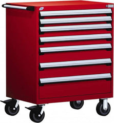 Rousseau Metal - 5 Drawer Steel Tool Roller Cabinet - 36" Wide x 45-1/2" High x 18" Deep, Ball Bearing Drawer Slides, Red - Americas Industrial Supply