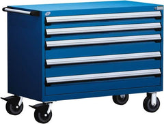 Rousseau Metal - 5 Drawer Steel Tool Roller Cabinet - 48" Wide x 37-1/2" High x 24" Deep, Ball Bearing Drawer Slides, Blue - Americas Industrial Supply
