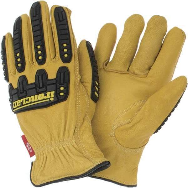 ironCLAD - Size L (9), ANSI Cut Lvl A3, Puncture Lvl 3, Abrasion Lvl 4, Cut Resistant Gloves - 10" Long, Uncoated, Open Cuff, Golden, Paired - Americas Industrial Supply