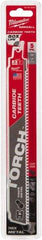 Milwaukee Tool - 9" Long x 1" Thick, Carbide Reciprocating Saw Blade - Straight Profile, 7 TPI, Toothed Edge, Universal Shank - Americas Industrial Supply