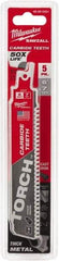 Milwaukee Tool - 6" Long x 1" Thick, Carbide Reciprocating Saw Blade - Straight Profile, 7 TPI, Toothed Edge, Universal Shank - Americas Industrial Supply