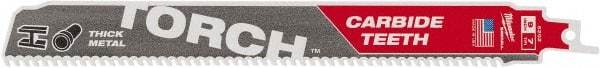 Milwaukee Tool - 9" Long x 1" Thick, Carbide Reciprocating Saw Blade - Straight Profile, 7 TPI, Toothed Edge, Universal Shank - Americas Industrial Supply