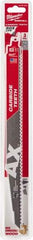 Milwaukee Tool - 12" Long x 1" Thick, Carbide Reciprocating Saw Blade - Tapered Profile, 7 TPI, Toothed Edge, Universal Shank - Americas Industrial Supply