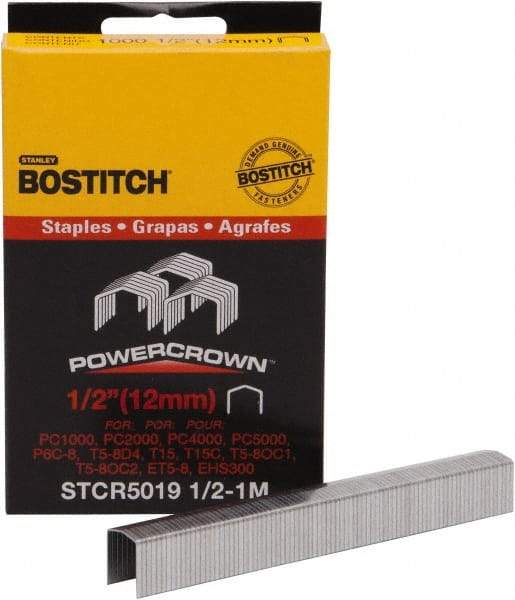 Stanley Bostitch - 1/2" Long x 7/16" Wide, 24 Gauge Crowned Construction Staple - Steel, Chisel Point - Americas Industrial Supply