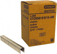 Stanley Bostitch - 9/16" Long x 7/16" Wide, 18 Gauge Crowned Construction Staple - Steel, Chisel Point - Americas Industrial Supply