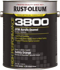 Rust-Oleum - 1 Gal Safety Orange Gloss Finish Acrylic Enamel Paint - 150 to 270 Sq Ft per Gal, Interior/Exterior, Direct to Metal - Americas Industrial Supply