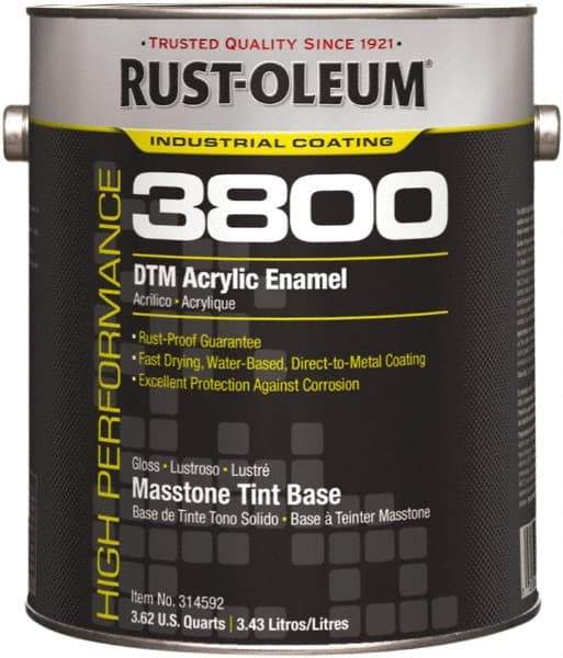 Rust-Oleum - 1 Gal Masstone Tint Base Gloss Finish Acrylic Enamel Paint - 150 to 270 Sq Ft per Gal, Interior/Exterior, Direct to Metal - Americas Industrial Supply