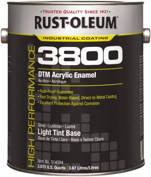 Rust-Oleum - 1 Gal Light Tint Base Gloss Finish Acrylic Enamel Paint - 150 to 270 Sq Ft per Gal, Interior/Exterior, Direct to Metal - Americas Industrial Supply