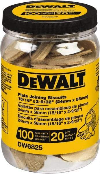 DeWALT - Size 20 Biscuits - 100 Pieces, Tube - Americas Industrial Supply