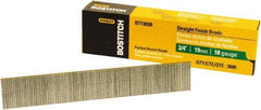 Stanley Bostitch - 18 Gauge 0.05" Shank Diam 3/4" Long Brad Nails for Power Nailers - Steel, Bright Finish, Ring Shank, Straight Stick Adhesive Collation, Brad Head, Chisel Point - Americas Industrial Supply
