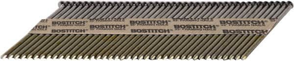 Stanley Bostitch - 11 Gauge 0.131" Shank Diam 3-1/4" Long Framing Nails for Power Nailers - Steel, Galvanized Finish, Smooth Shank, Angled Stick Paper Tape Collation, Round Head - Americas Industrial Supply