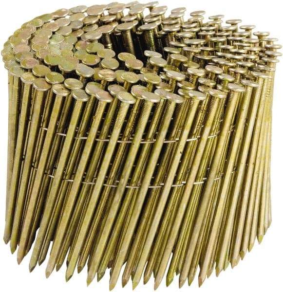 Stanley Bostitch - 11 Gauge 0.12" Shank Diam 3-1/4" Long Framing Nails for Power Nailers - Steel, Galvanized Finish, Smooth Shank, Coil Wire Collation, Round Head, Diamond Point - Americas Industrial Supply