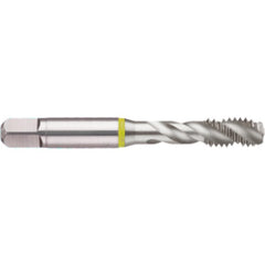 ‎5/16-18 3 Flute 2B Cobalt Spiral Flute Semi-Bott Yellow Ring Tap-Bright-40 Degree Helix - Americas Industrial Supply