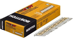 Stanley Bostitch - 10 Gauge 0.148" Shank Diam 1-1/2" Long Metal Connecting Nails for Power Nailers - Steel, Galvanized Finish, Smooth Shank, Angled Stick Paper Tape Collation, Round Head, Diamond Point - Americas Industrial Supply
