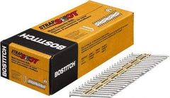 Stanley Bostitch - 10 Gauge 0.148" Shank Diam 2-1/2" Long Metal Connecting Nails for Power Nailers - Steel, Galvanized Finish, Smooth Shank, Angled Stick Paper Tape Collation, Round Head, Diamond Point - Americas Industrial Supply