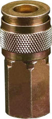 Stanley Bostitch - 1/4 Female NPT Pneumatic Hose Coupler - 1/4" ID, Steel Zinc Plated, Universal Interchange, 1/4" Body Diam - Americas Industrial Supply
