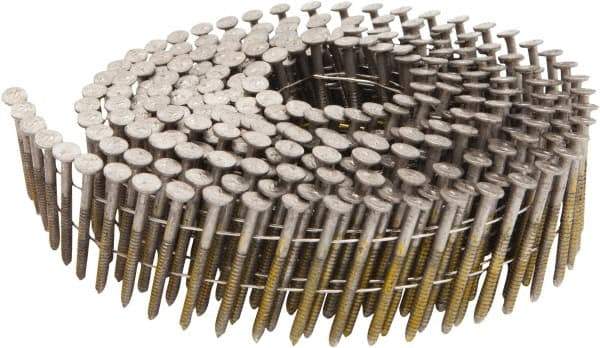 Stanley Bostitch - 13 Gauge 0.09" Shank Diam 1-1/4" Long Framing Nails for Power Nailers - Steel, Stainless Steel Finish, Ring Shank, Coil Wire Collation, Round Head, Blunt Diamond Point - Americas Industrial Supply