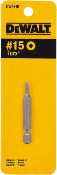 DeWALT - T15 Torx Bit - 1/4" Drive, 1" OAL - Americas Industrial Supply