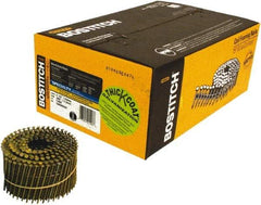 Stanley Bostitch - 13 Gauge 2-1/2" Long Siding Nails for Power Nailers - Steel, Galvanized Finish, Ring Shank, Coil Wire Collation, Round Head, Blunt Diamond Point - Americas Industrial Supply