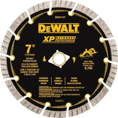 DeWALT - 7" Diam, 5/8" Arbor Hole Diam, 14 Tooth Wet & Dry Cut Saw Blade - Diamond Matrix, Fast Cutting Action, Standard Round Arbor - Americas Industrial Supply