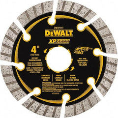 DeWALT - 4" Diam, 7/8" Arbor Hole Diam, 8 Tooth Wet & Dry Cut Saw Blade - Diamond Matrix, Fast Cutting Action, Standard Round Arbor - Americas Industrial Supply