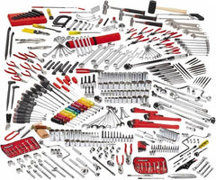 Proto - 411 Piece 1/4, 3/8 & 1/2" Drive Master Tool Set - Comes in Roller Cabinet with Top Chest - Americas Industrial Supply