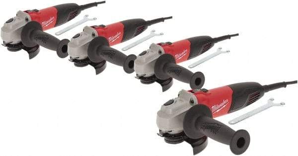 Milwaukee Tool - 4-1/2" Wheel Diam, 11,000 RPM, Corded Angle & Disc Grinder - 5/8-11 Spindle, 120 Volts, 7 Amps, Front Exhaust - Americas Industrial Supply