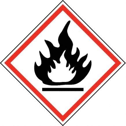 NMC - Hazardous Materials Label, Header: Flammable Warning - Legend: GHS - Graphic, English, Black & Red, 2" Long x 2" High, No Coating - Americas Industrial Supply
