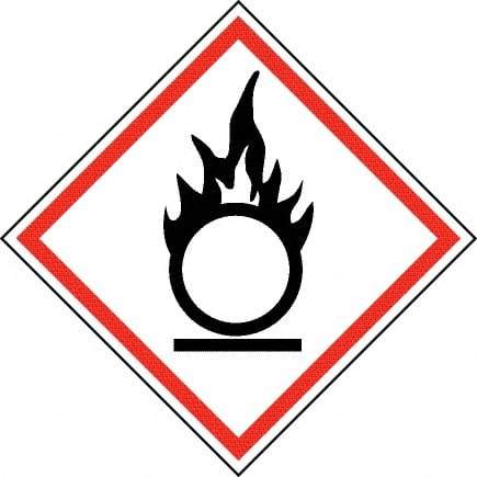 NMC - Hazardous Materials Label, Header: Oxidizer Warning - Legend: GHS - Graphic, English, Black & Red, 2" Long x 2" High, No Coating - Americas Industrial Supply