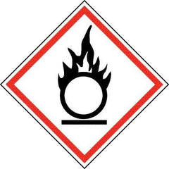 NMC - Hazardous Materials Label, Header: Oxidizer Warning - Legend: GHS - Graphic, English, Black & Red, 2" Long x 2" High, No Coating - Americas Industrial Supply