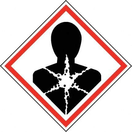 NMC - Hazardous Materials Label, Header: Health Hazard - Legend: GHS - Graphic, English, Black & Red, 2" Long x 2" High, No Coating - Americas Industrial Supply