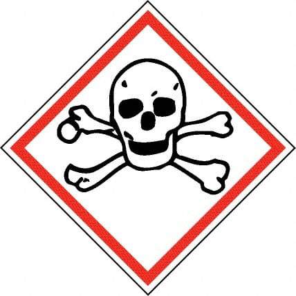 NMC - Hazardous Materials Label, Header: Toxic Warning - Legend: GHS - Graphic, English, Black & Red, 2" Long x 2" High, No Coating - Americas Industrial Supply
