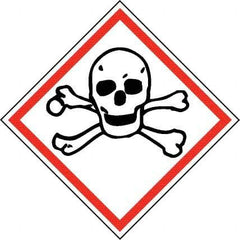 NMC - Hazardous Materials Label, Header: Toxic Warning - Legend: GHS - Graphic, English, Black & Red, 2" Long x 2" High, No Coating - Americas Industrial Supply