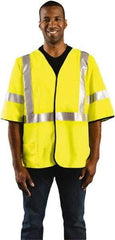 OccuNomix - Size 4XL Flame Resistant/Retardant Yellow Solid General Purpose Vest - 56 to 58" Chest, ANSI 107-2015, ASTM F1506, ATPV=7.1 cal/Sq cm, NFPA 70E/HRC=1, Hook & Loop Closure, 1 Pocket, Polyester Blend - Americas Industrial Supply