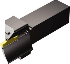 Sandvik Coromant - QS-R/LF123..C..E..-B, External, Right Hand, 25mm Max Depth of Cut, Indexable Grooving Tool Holder - N123H2-0400-0004-TF Insert Compatibility, 25mm Shank Height, 25mm Shank Width, 126.82mm OAL, Through Coolant - Americas Industrial Supply