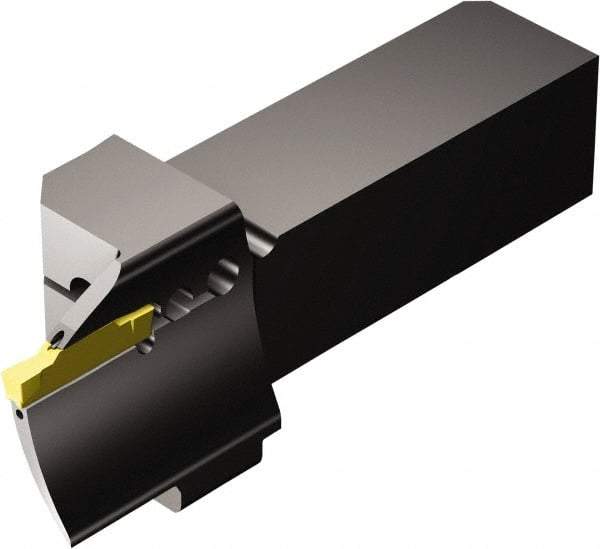 Sandvik Coromant - QS-R/LF123..C..E..-B, External, Left Hand, 20mm Max Depth of Cut, Indexable Grooving Tool Holder - N123G2-0300-0003-TF Insert Compatibility, 25mm Shank Height, 25mm Shank Width, 121.9mm OAL, Through Coolant - Americas Industrial Supply