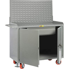 Little Giant - 3,600 Lb Capacity, 2 Shelf, 1 Drawer, 2 Door Mobile Bench Cabinet with Louvered Panel - 41" Wide x 24" Deep x 43" High, Steel, Gray - Americas Industrial Supply