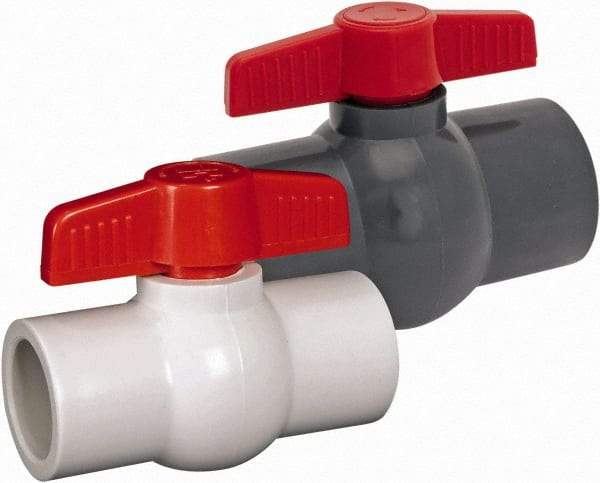 Hayward - 2" Pipe, Full Port, PVC Miniature Ball Valve - Inline - One Way Flow, Socket Ends, Tee Handle, 150 WOG - Americas Industrial Supply