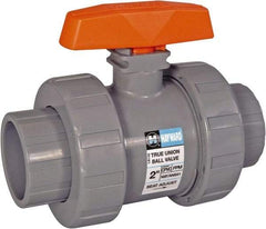 Hayward - 1-1/4" Pipe, Full Port, PVC Full Port Ball Valve - Bi-Directional, Socket x Thread Ends, Tee Handle, 250 WOG - Americas Industrial Supply