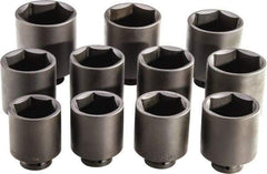 Proto - 11 Piece 1" Drive Full Polish Finish Deep Well Impact Socket Set - 6 Points, 3-1/8" to 4-1/2" Range, Inch Measurement Standard - Americas Industrial Supply