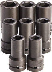 Proto - 8 Piece 1" Drive Full Polish Finish Deep Well Impact Socket Set - 6 Points, 7/8" to 1-1/2" Range, Inch Measurement Standard - Americas Industrial Supply
