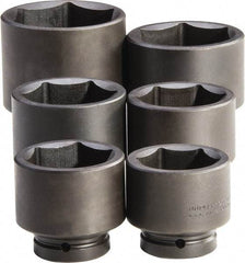 Proto - 6 Piece 1" Drive Full Polish Finish Impact Socket Set - 6 Points, 2-9/16" to 3-7/8" Range, Inch Measurement Standard - Americas Industrial Supply