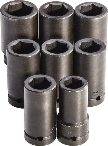 Proto - 8 Piece 1" Drive Full Polish Finish Deep Well Impact Socket Set - 6 Points, 27mm to 41mm Range, Metric Measurement Standard - Americas Industrial Supply