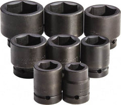 Proto - 8 Piece 1" Drive Full Polish Finish Deep Well Impact Socket Set - 6 Points, 1-1/16" to 2-3/8" Range, Inch Measurement Standard - Americas Industrial Supply
