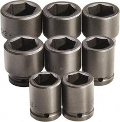 Proto - 8 Piece 3/4" Drive Standard Deep Impact Socket Set - 6 Points, 1 to 1-1/2", Inch Measurement Standard - Americas Industrial Supply