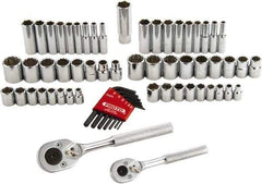 Proto - 63 Piece 1/4 & 3/8" Drive Standard Deep Socket Set - 6 & 12 Points, 1/4 to 3/4", 5 to 18mm, Inch/Metric Measurement Standard - Americas Industrial Supply