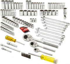 Proto - 125 Piece 1/4", 3/8" & 1/2" Drive Full Polish Finish Deep Well Socket Set - 6, 8, 12 Points, 1/4" to 13/16" (4mm to 24mm) Range, Inch/Metric Measurement Standard - Americas Industrial Supply