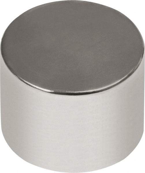 Mag-Mate - 1/4" Diam x 1/4" High Neodymium Rare Earth Magnet - 3.35 Lb Max Capacity, 180°F Max, Nickel Plated - Americas Industrial Supply