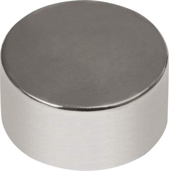 Mag-Mate - 1/4" Diam x 1/8" High Neodymium Rare Earth Magnet - 2.3 Lb Max Capacity, 180°F Max, Nickel Plated - Americas Industrial Supply