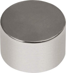 Mag-Mate - 1/4" Diam x 13/64" High Neodymium Rare Earth Magnet - 3.07 Lb Max Capacity, 180°F Max, Nickel Plated - Americas Industrial Supply